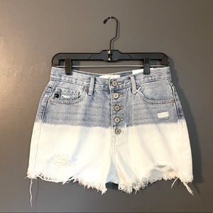 Distressed Dip-dyed High-rise Cut-off Shorts